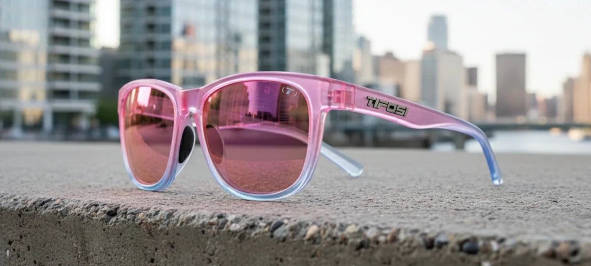 Tifosi Swank Sunglasses - Cotton Candy Swirl Frame - Brown Tint with Pink Mirror