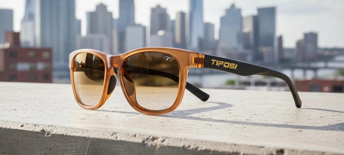 Tifosi Swank Sunglasses - Crystal Brown/Onyx Frame - Brown Gradient Tint
