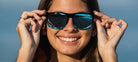 Tifosi Swick Sunglasses - Onyx/Blue Fade Frame - Smoke Tint with Sky Blue Mirror