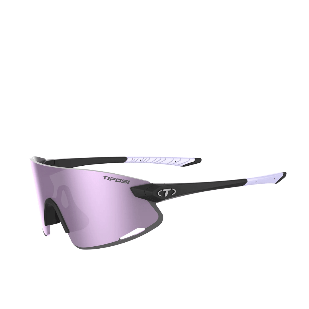 Tifosi Vogel XC Sunglasses - Matte Black Frame - Smoke Tint with Light Purple Mirror