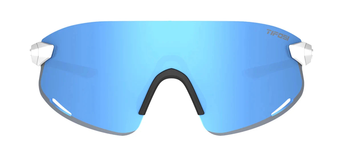 Tifosi Vogel XC Sunglasses - Satin Clear Frame - Smoke Tint with Sky Blue Mirror