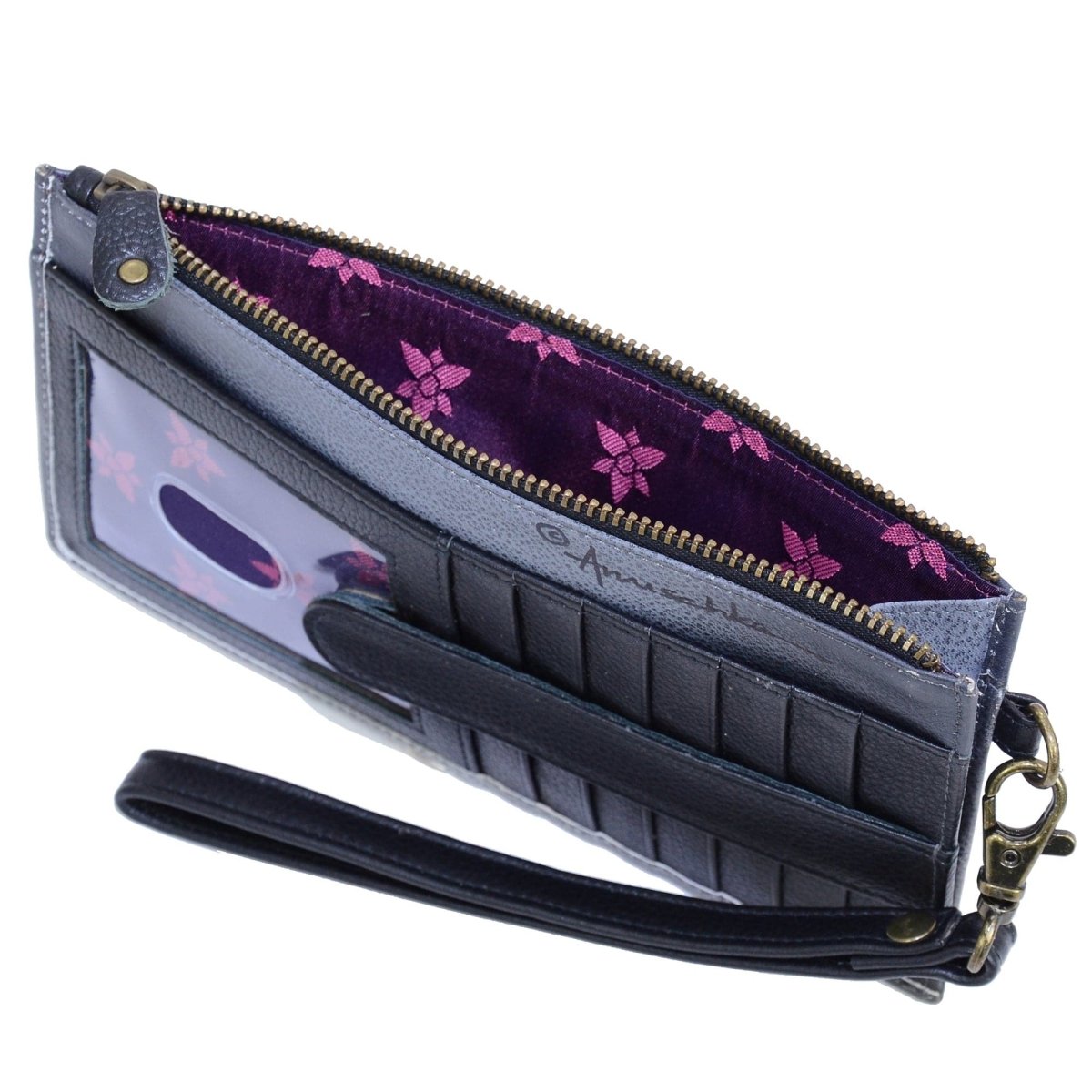 Anuschka Hand-Painted Leather RFID Organizer Wristlet Wallet 