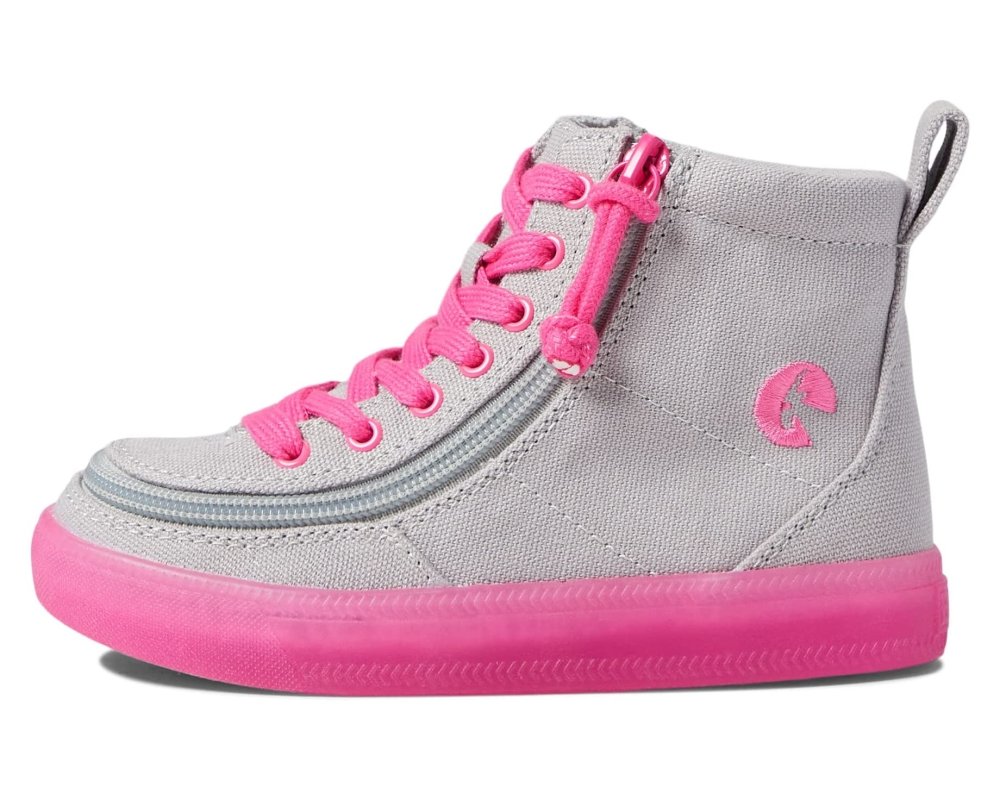 Billy Kids Classic Lace High Tops - Grey/Pink