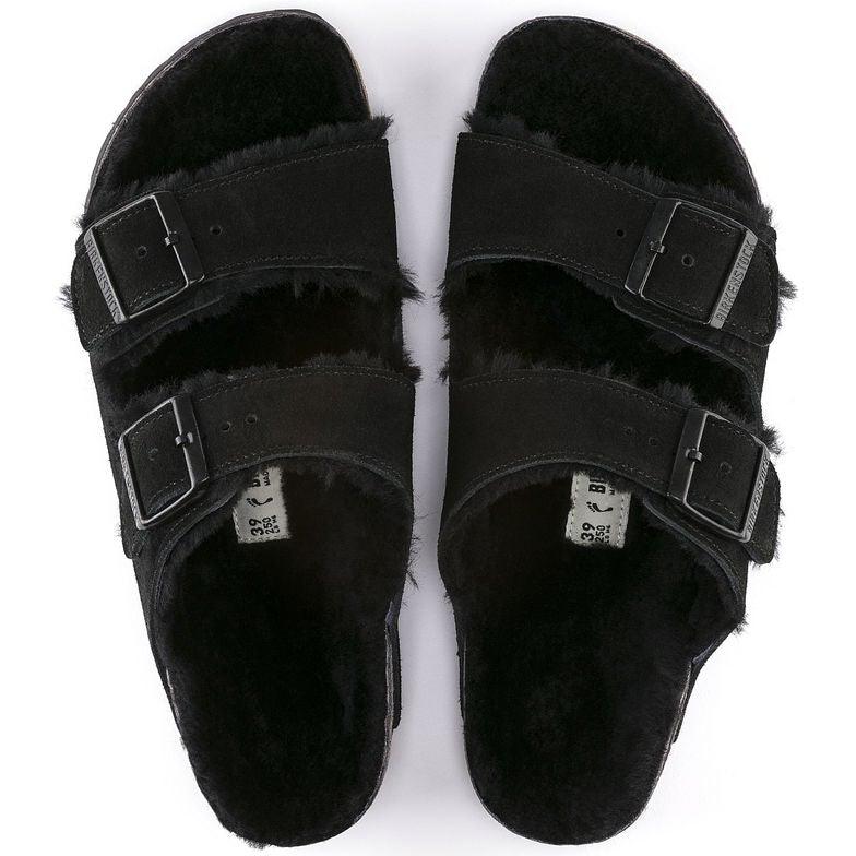 Birkenstock Women's Arizona Shearling Sandals - Black Suede