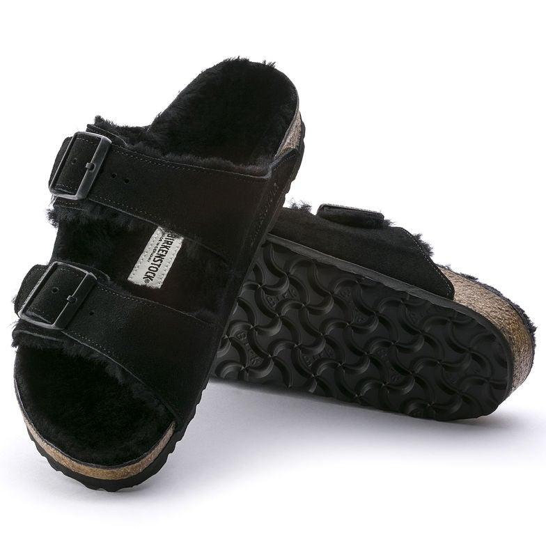 Birkenstock Women's Arizona Shearling Sandals - Black Suede