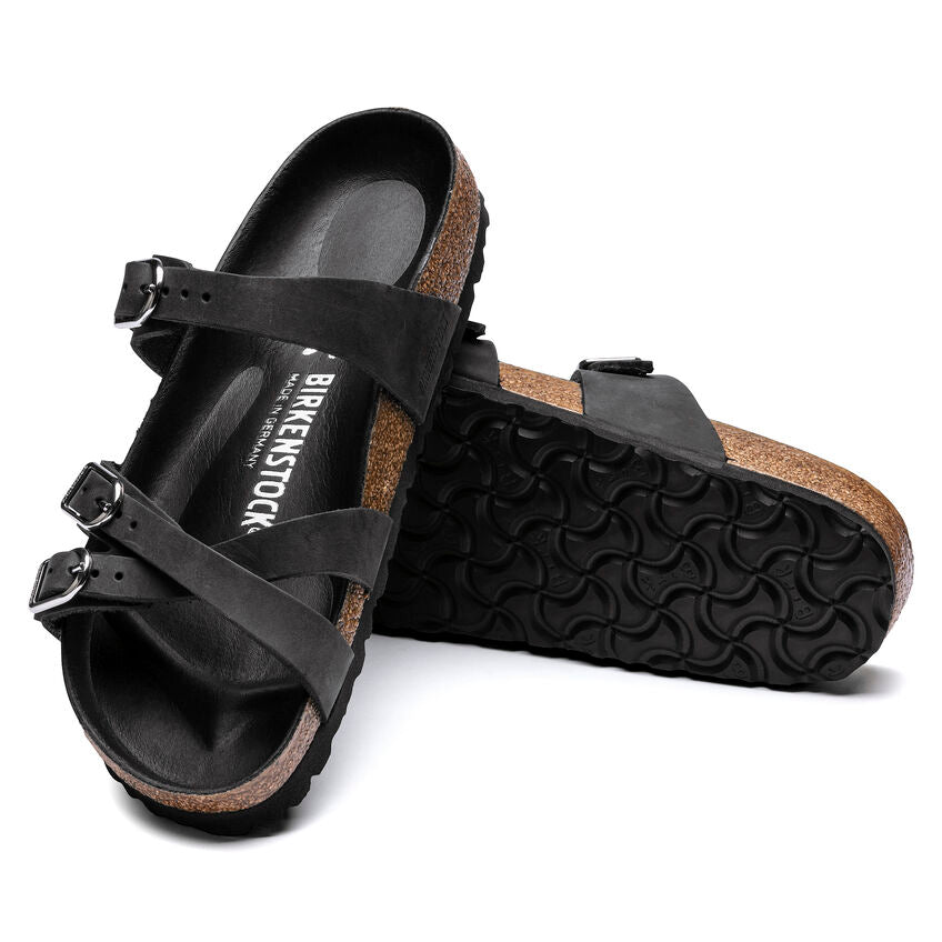 Birkenstock Women's Franca Sandals - Black Oiled Leather/Black Footbed