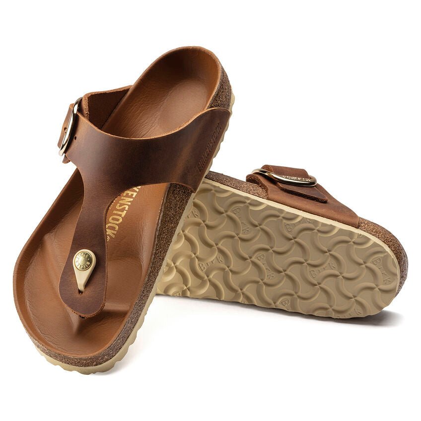 Birkenstock Women's Gizeh Big Buckle Thong Sandal - Cognac Oiled Leather
