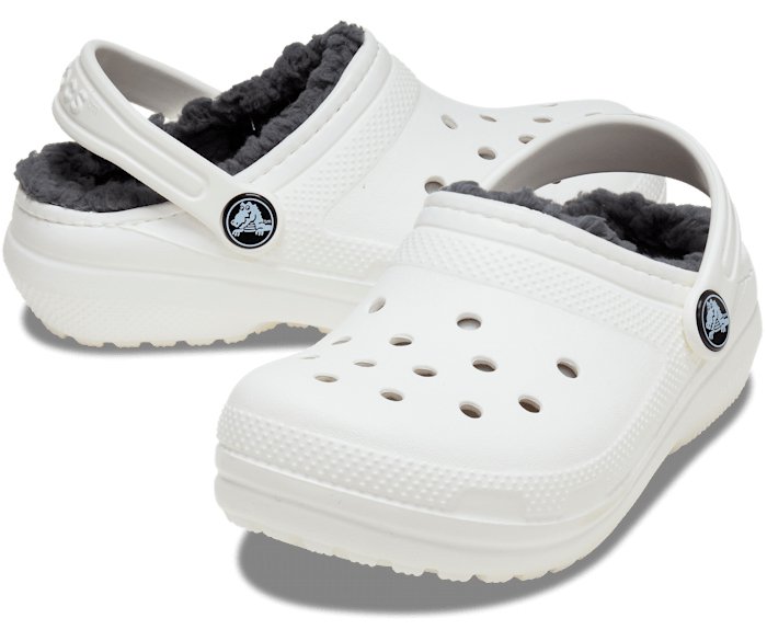 Crocs Kids Classic Lined Clog - White/Grey