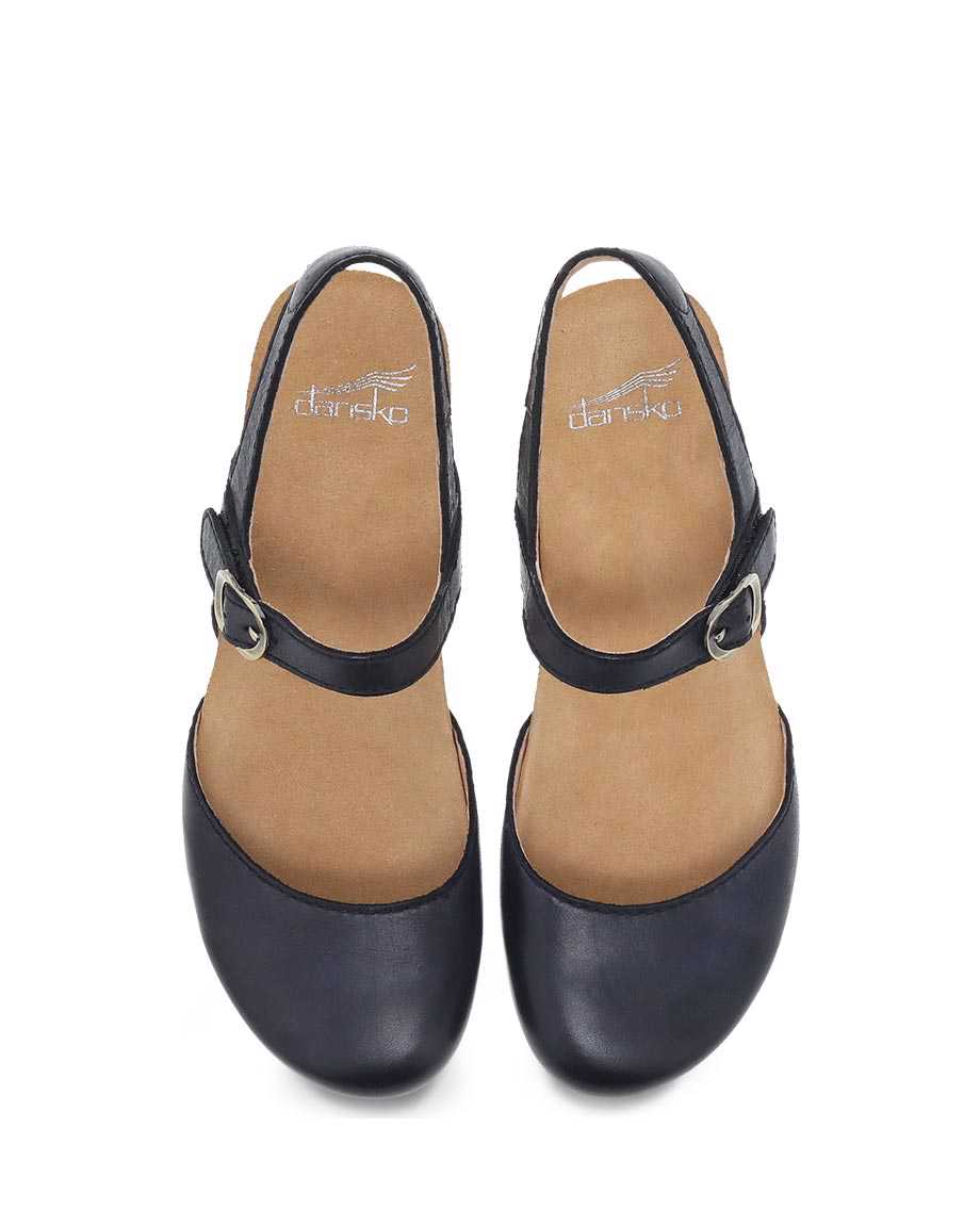 Dansko Women's Tiffani Closed Toe Wedge Sandals - Black Milled Burnished