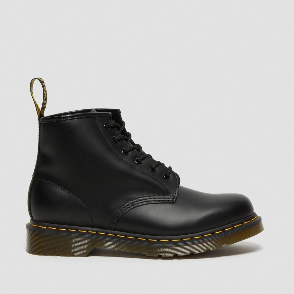 Dr. Martens Men's 101 Yellow Stitch Leather Ankle Boots - Black