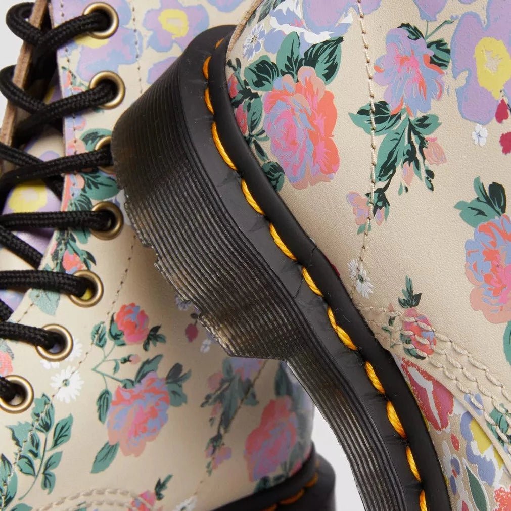Dr. Martens Women's 1460 Floral Mash Up Lace Up Boot - Parchment Beige