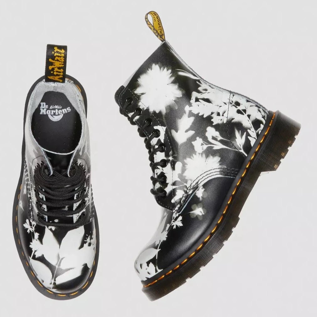 Dr. Martens Women's Pascal Floral Shadow Lace Up Boot - Black+White