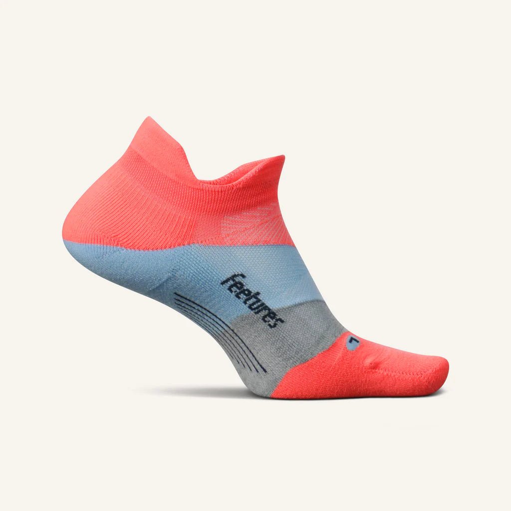Feetures Elite Light Cushion No Show Tab Socks - Climb Coral