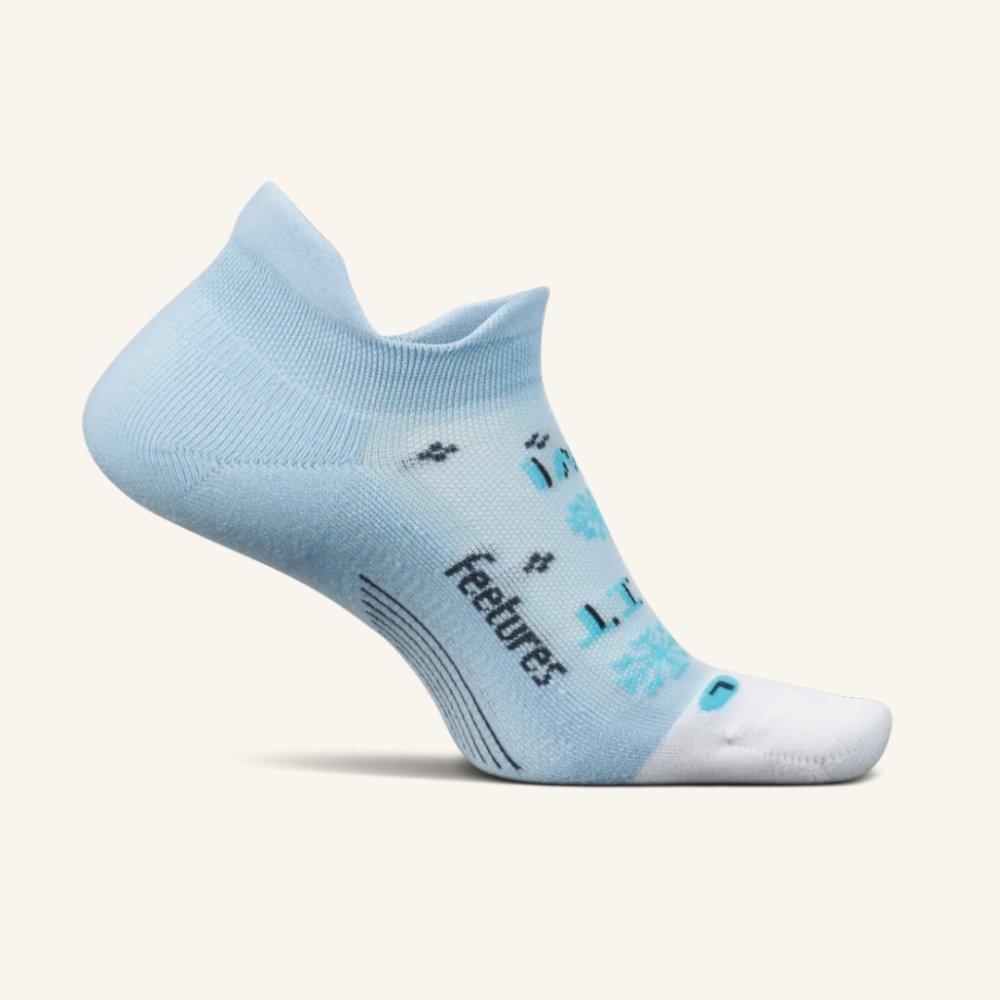 Feetures Elite Light Cushion No Show Tab Socks - Holiday 2023 Frosty Blue "Let it Snow"
