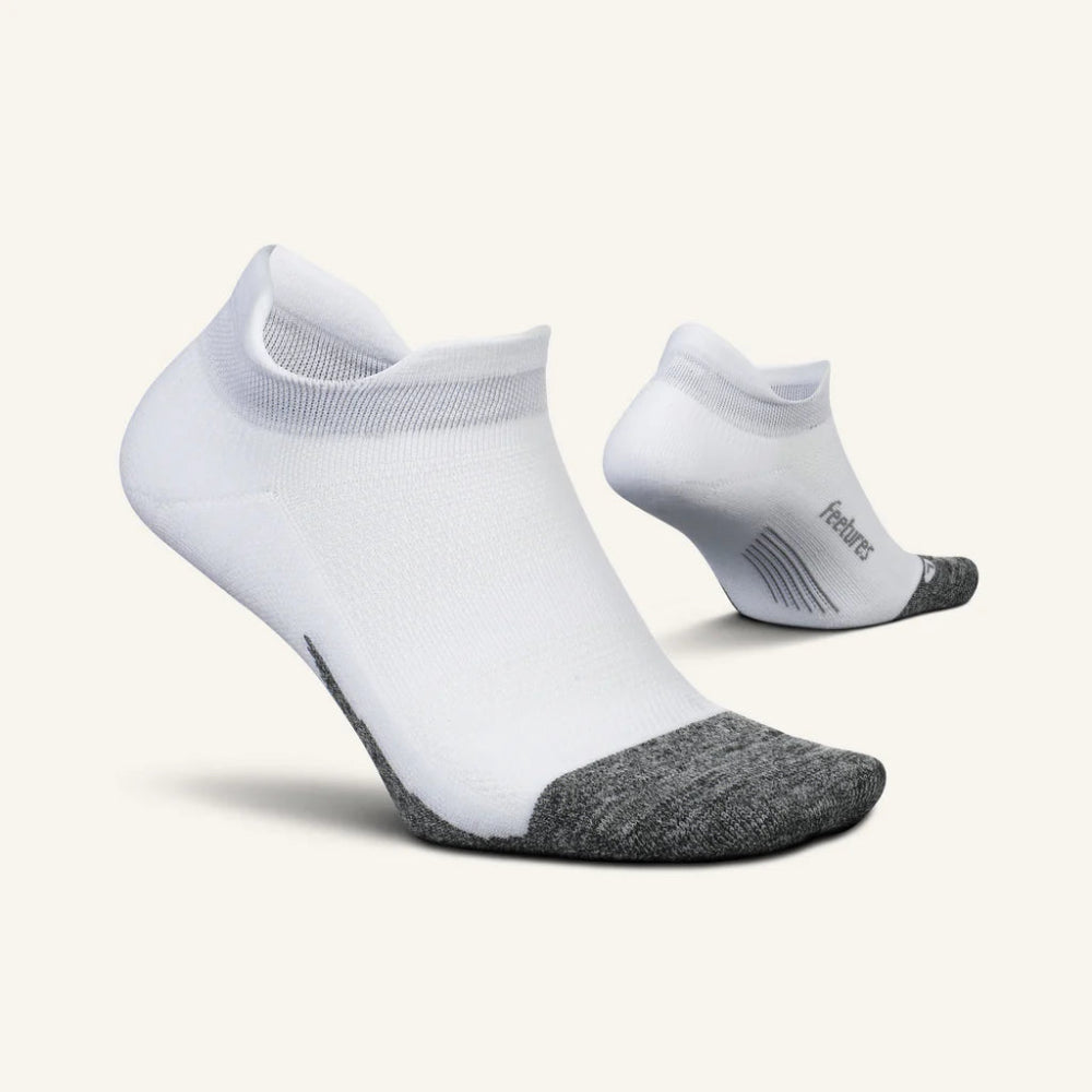 Feetures Elite Light Cushion No Show Tab Socks - White