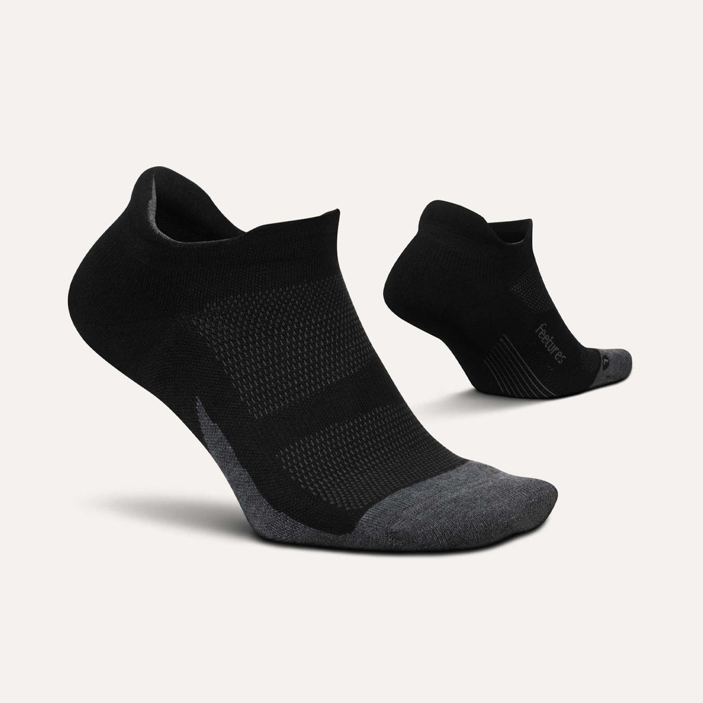 Feetures Elite Max Cushion No Show Tab Socks - Black