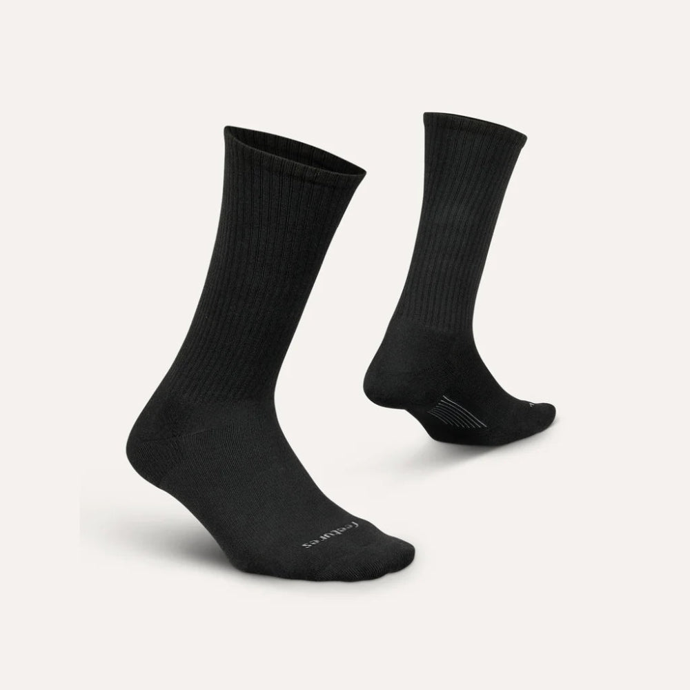 Feetures Everyday Men's Max Cushion Crew Casual Rib Socks - Black