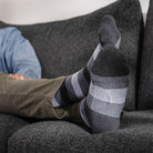 Feetures Everyday Men's Max Cushion Crew Socks - Primary Stripe Gray
