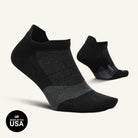 Feetures Merino 10 Max Cushion No Show Tab Socks - Charcoal