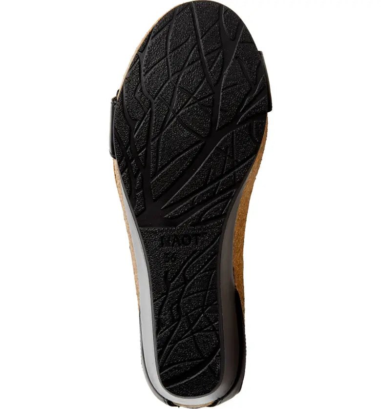 Naot Women's Mermaid Wedge Sandal - Black Raven Leather