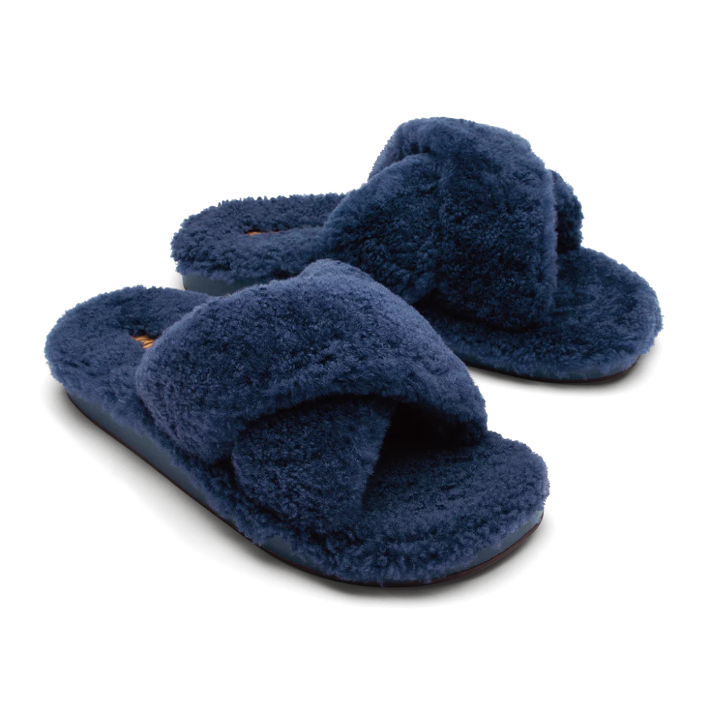 Olukai Women's Hila Heu Shearling Slipper - Moonlit Ocean