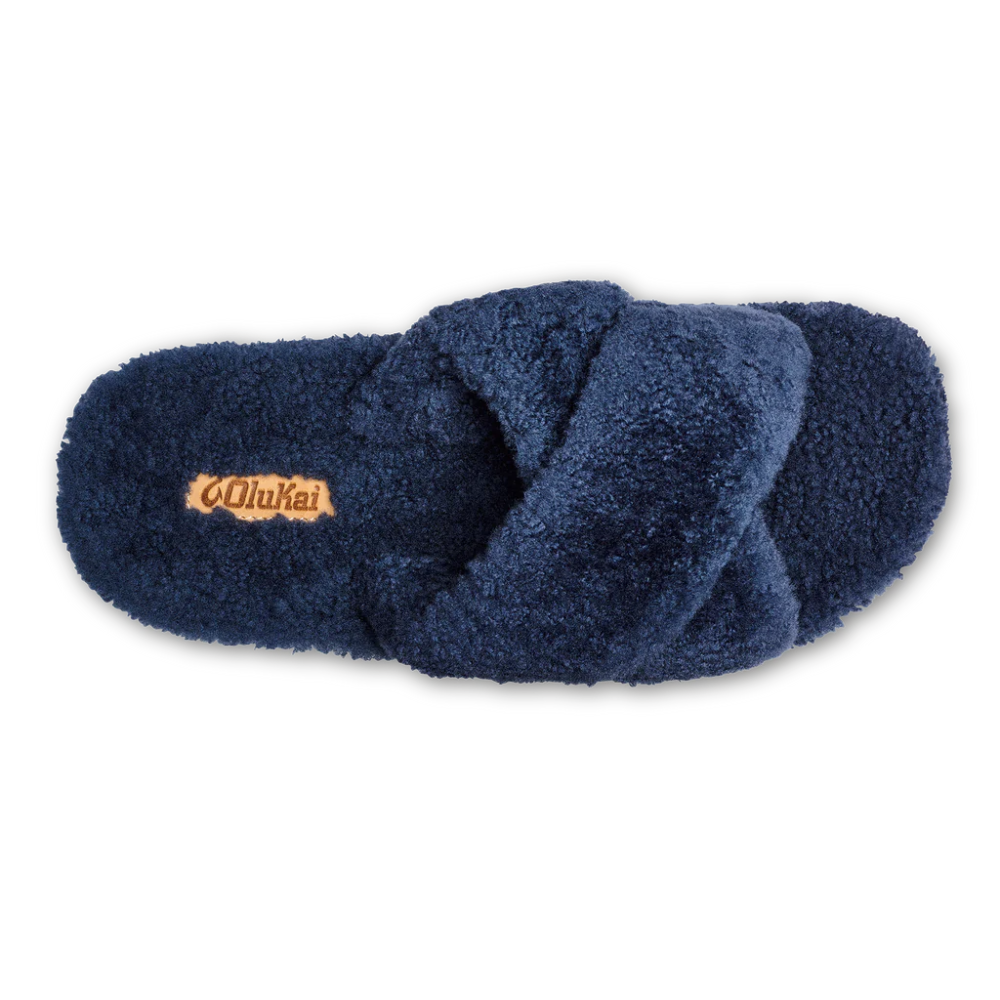 Olukai Women's Hila Heu Shearling Slipper - Moonlit Ocean