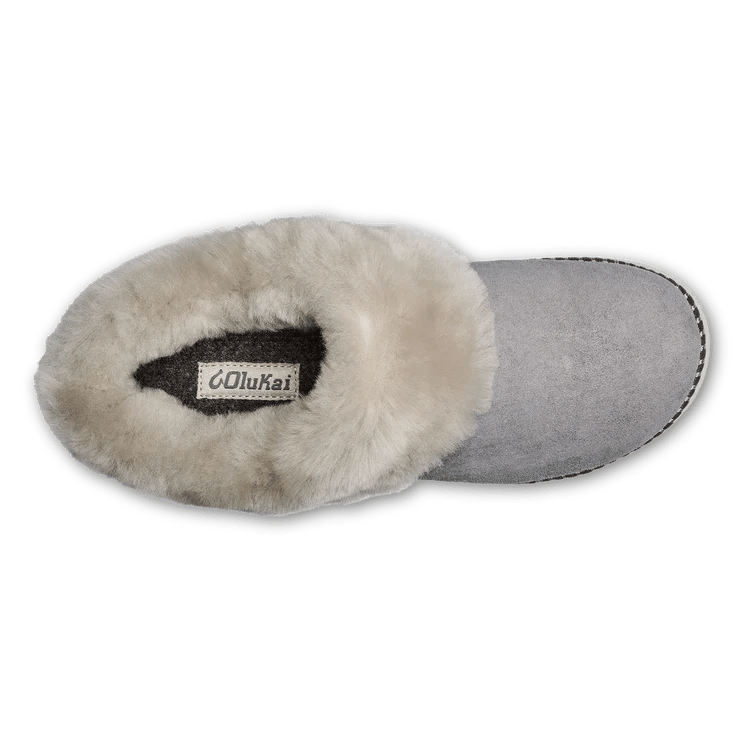 Olukai Women's Ku'i Shearling Mule Slippers - Fog/Mist Grey
