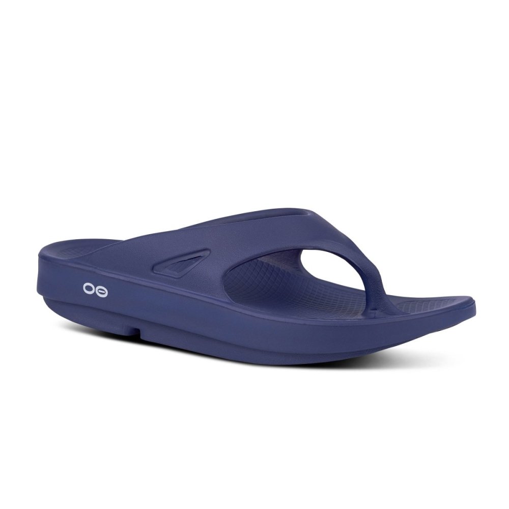 Oofos Ooriginal Recovery Thong Sandal Navy Seliga Shoes