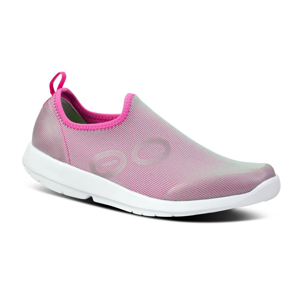 Oofos Women's OOmg Sport Low Shoe - White & Fuchsia