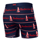 Saxx Men's Droptemp Cooling Cotton Boxer Brief Underwear - Pony Bud Stripe- Navy