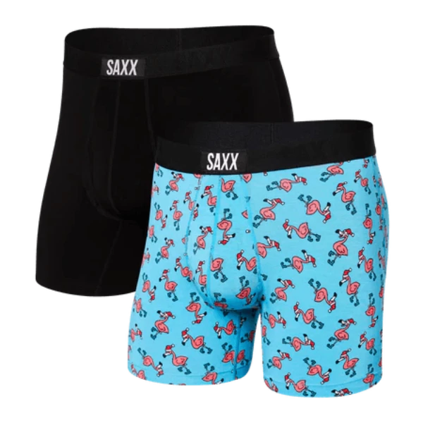 SAXX Men's Ultra 2-Pack Boxer Brief Underwear - Fa-La-Mingo/Black