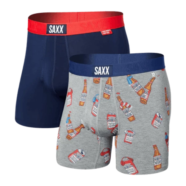 SAXX Men's Ultra 2-Pack Boxer Brief Underwear - Winter Gear/Midnight Blue Budweiser