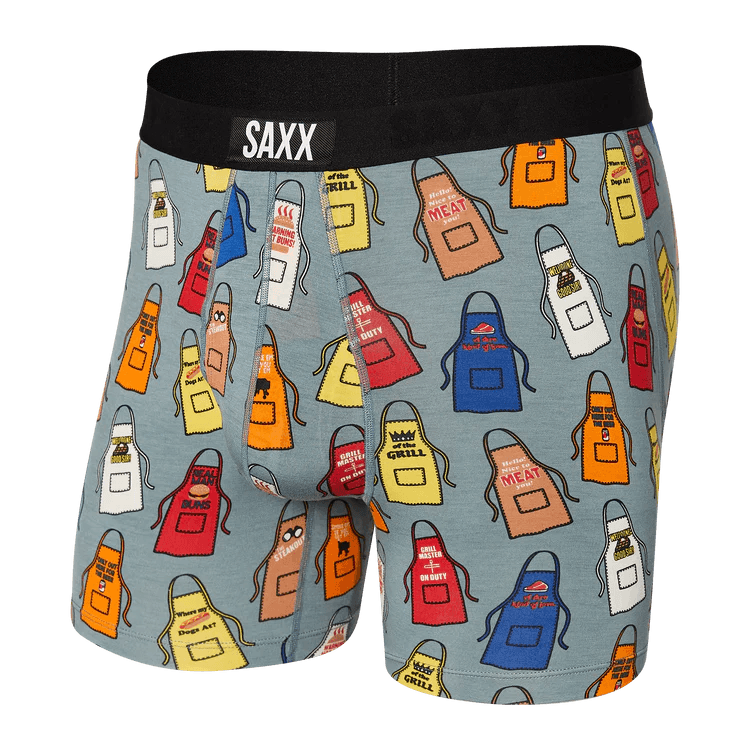 SAXX Men's Ultra Boxer Brief Underwear - Grillicious Washed Green