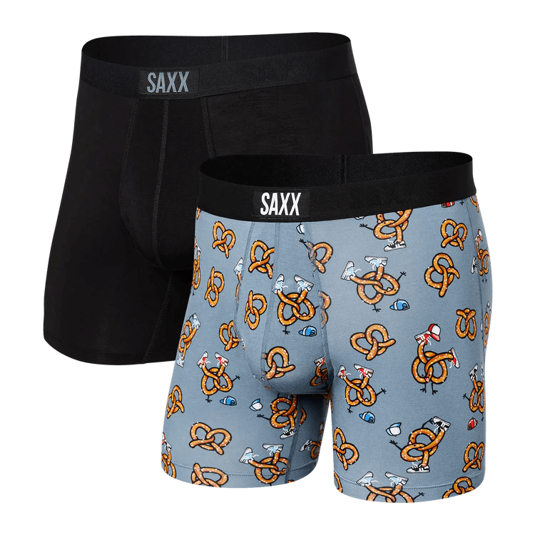 SAXX Men's Vibe 2-Pack Boxer Brief Underwear - Pretzel B-Boyz/Black
