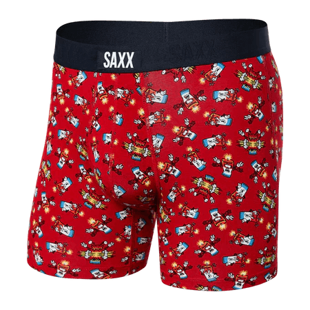 Saxx Men's Vibe Boxer Brief Underwear - Big Bang - Red