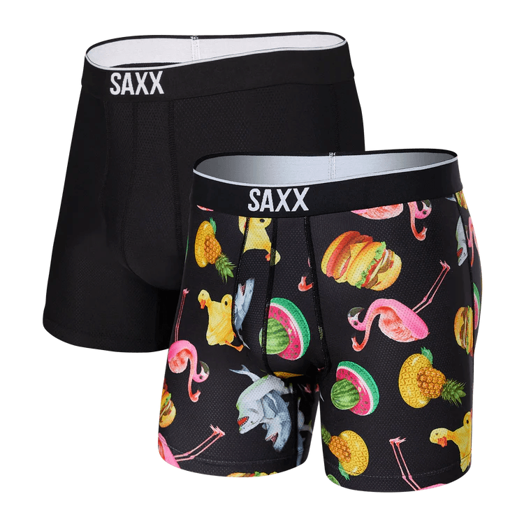SAXX Men's Volt 2-Pack Boxer Brief Underwear - Mega Meta Floaties/Black