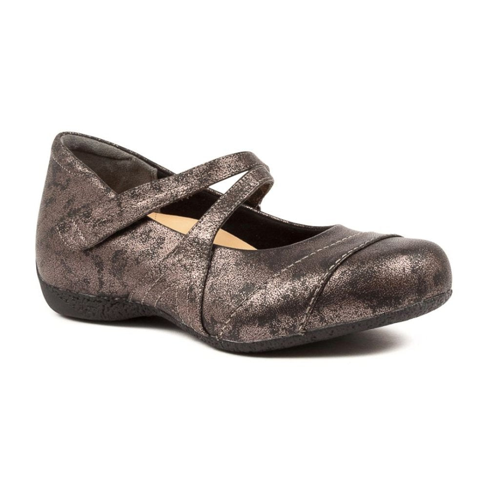 Ziera Shoes Women's Xray Mary Jane Flat - Pewter Metal Leather